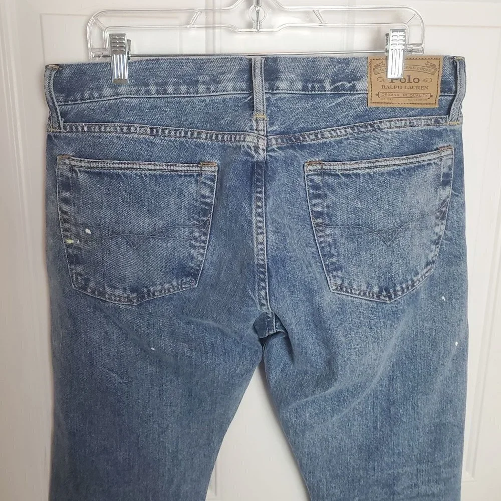 Polo Ralph Lauren‎ Varick Slim Straight Jeans 34x32 Actual 34x30 Paint Splatter